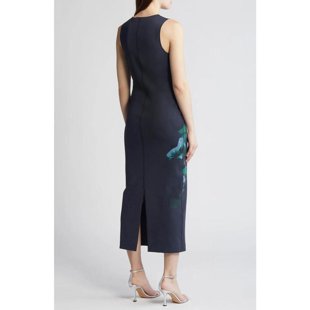 NEW, Ted Baker Cloudi Print Scuba Knit Body-Con Dress Navy Blue Size 1 #MD466 - Picture 3 of 10